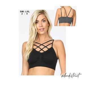 Double Criss Cross Bralette - Black - L/XL
